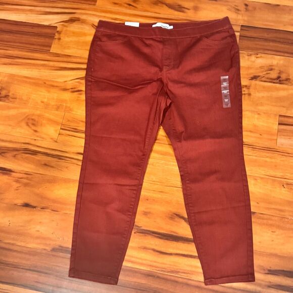 Sonoma Goods Women’s Jeggings Size 20W Red Burgundy Skinny All About Comfort NWT - Picture 1 of 4